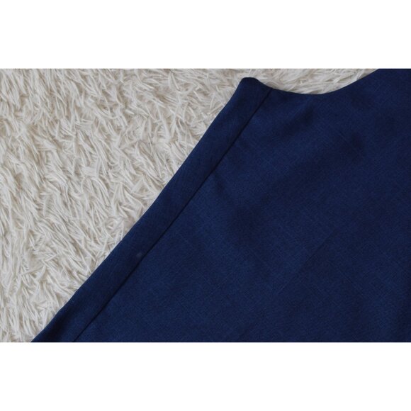 Vintage 80s Blue Gathered Waist Polyester Trousers | 30-34 waist - Picture 7 of 9